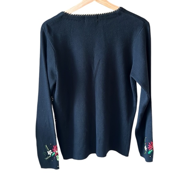Vintage CB Collections Sz M Black Embellished Christmas Sweater Cardigan - Picture 7 of 8